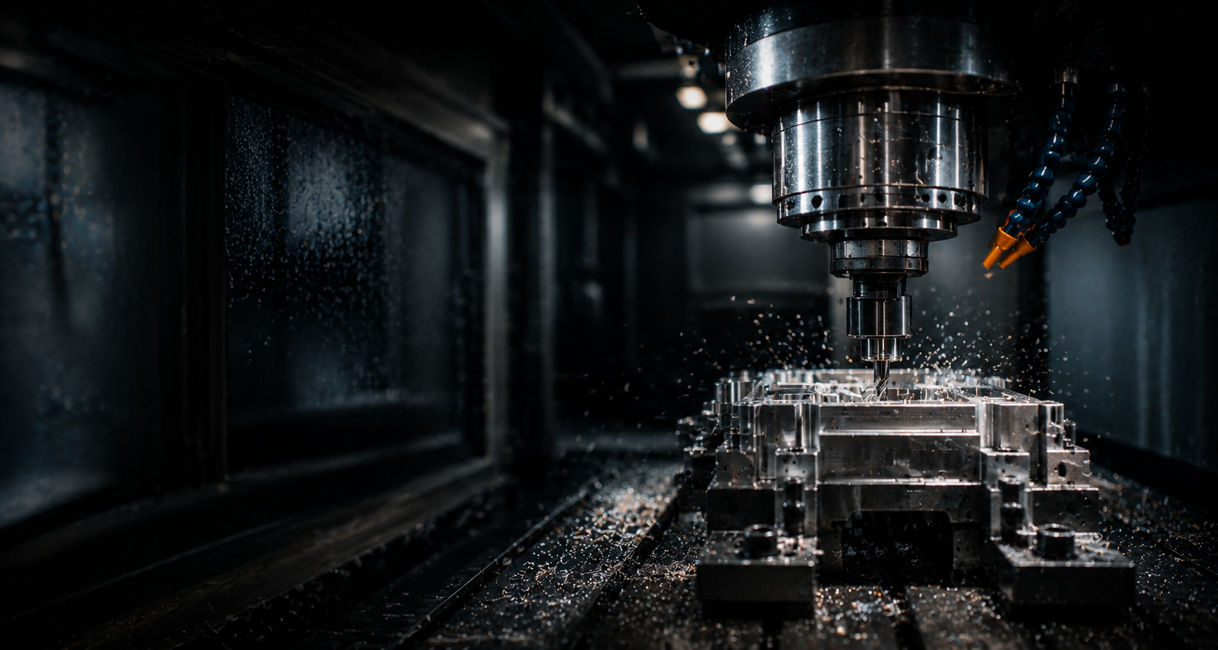 Cinematic CNC machining spindle and tooling in operation